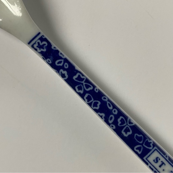 St. Dalfour Porcelain Spoon Blue White Jam Condiment Sugar 7.25" French Pottery - Picture 3 of 13